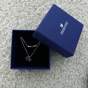 Swarovski Symbolic necklace Set (2), Moon and star, Black, Rose gold-tone